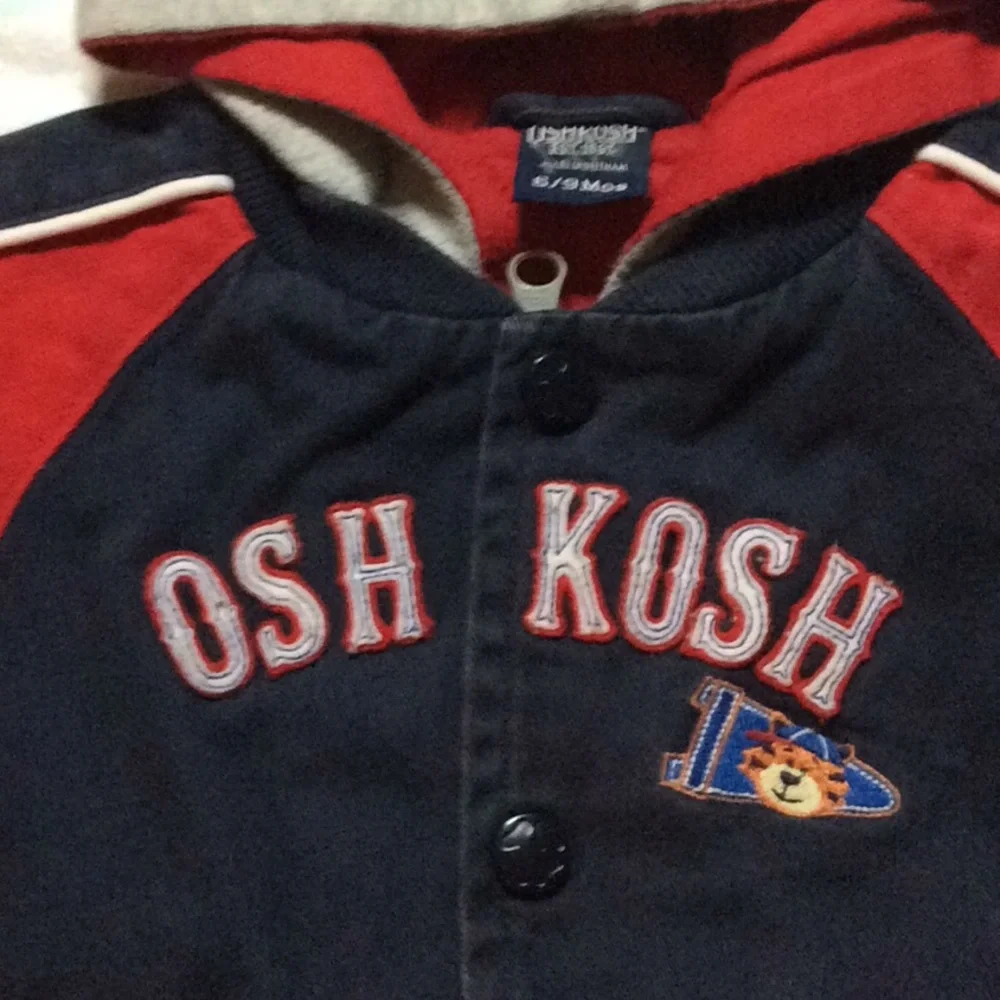 OshKosh Jacket Hooded Zip & Snap front Pockets Size 6-9 mo